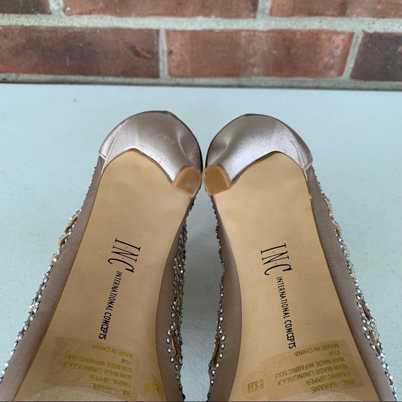 INC International Concepts Sarane Bisque Stud Peep-toe Rear Zipper Sandals - Picture 7 of 8